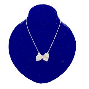 Betsey Johnson Faux Pearl Bow Pendant Necklace